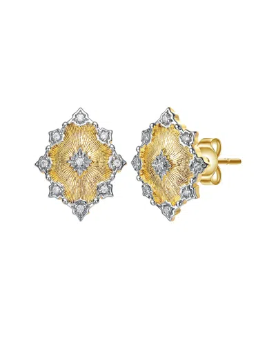 RACHEL GLAUBER RACHEL GLAUBER TWO-TONE PLATED CZ STUDS
