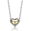 Rachel Glauber Two-tone Sleek Heart Stud Design Necklace In Metallic