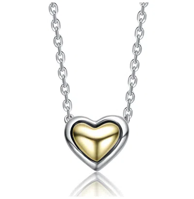 Rachel Glauber Two-tone Sleek Heart Stud Design Necklace In Multi