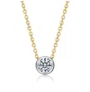 Rachel Glauber Two-tone With Clear Bezel Set Cubic Zirconia Stud Design Necklace In Gold