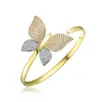 Rachel Glauber Two-tone With Clear Cubic Zirconia Butterfly Cuff Bracelet