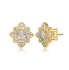 Rachel Glauber Two-tone With Clear Cubic Zirconia Modern Design Stud Earrings