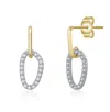 Rachel Glauber Two Tone With Clear Cubic Zirconia Oval Shaped Drop Earrings In Gold