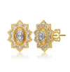 Rachel Glauber Two-tone With Clear Cubic Zirconia Sunshine Stud Earrings