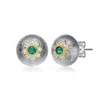 Rachel Glauber Two-tone With Colored Cubic Zirconia Stud Earrings In Metallic