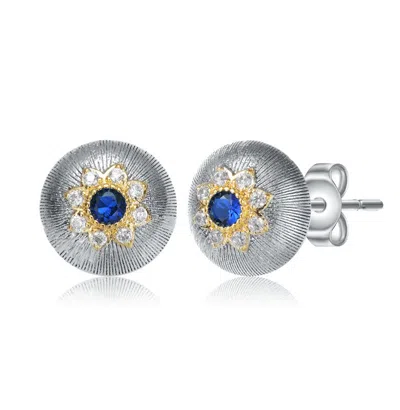 Rachel Glauber Two-tone With Colored Cubic Zirconia Stud Earrings