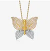 Rachel Glauber Two-tone With Cubic Zirconia Butterfly Pendant Necklace In White