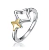 Rachel Glauber Two-tone With Open Star Statement Ring In Multi