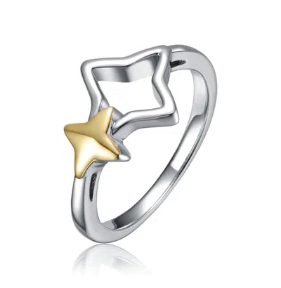 Rachel Glauber Two-tone With Open Star Statement Ring In Multi