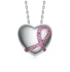 RACHEL GLAUBER TWO TONE WITH PINK CUBIC ZIRCONIA HEART PENDANT NECKLACE