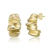 Rachel Glauber Waffled Wave Chunky Earrings In Gold