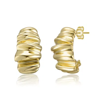 Rachel Glauber Waffled Wave Chunky Earrings In Gold