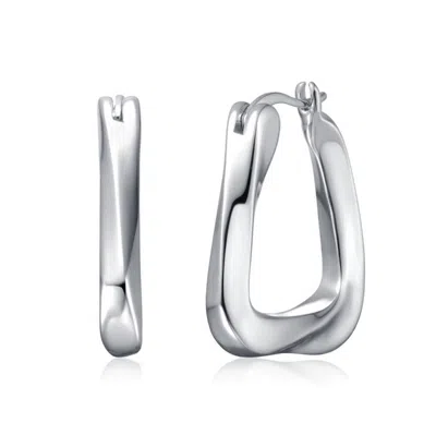 Rachel Glauber Wavy Twisted Hoop Earrings In White