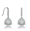 Rachel Glauber White Gold Plated Clear Cubic Zirconia Drop Earrings In Silver