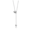 Rachel Glauber White Gold Plated Minimalist Dual Sphere Drop Necklace In Metallic