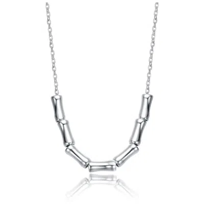 Rachel Glauber White Gold Plated With Bamboo-inspired Beads Necklace In Metallic