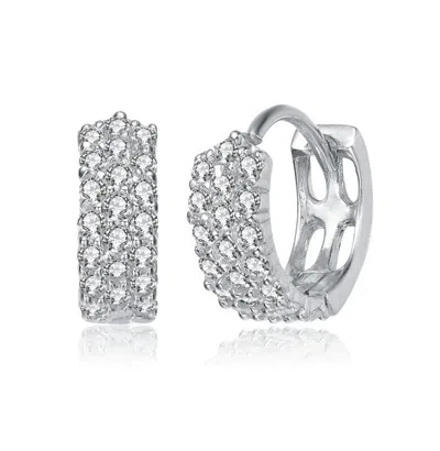 Rachel Glauber White Gold Plated With Clear Cubic Zirconia 13mm Hoop Earrings