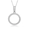 Rachel Glauber White Gold Plated With Clear Cubic Zirconia Circle Shaped Pendant Necklace