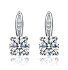 Rachel Glauber White Gold Plated With Clear Cubic Zirconia Drop Earrings In Silver