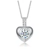 Rachel Glauber White Gold Plated With Clear Cubic Zirconia Heart Drop Pave Pendant Necklace