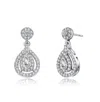 Rachel Glauber White Gold Plated With Clear Cubic Zirconia Pear Drop Earring In White