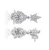 Rachel Glauber White Gold Plated With Clear Cubic Zirconia Snowflake Cluster Dangle Earrings In Metallic