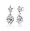 Rachel Glauber White Gold Plated With Clear Cubic Zirconia Snowflake Cluster Dangle Earrings In Metallic