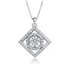 Rachel Glauber White Gold Plated With Clear Cubic Zirconia Square Pendant Necklace