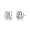 Rachel Glauber White Gold Plated With Clear Cubic Zirconia Square Stud Earrings