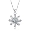 Rachel Glauber White Gold Plated With Clear Cubic Zirconia Starry Cluster Flower Pendant Necklace In Metallic