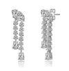 Rachel Glauber White Gold Plated With Clear Cubic Zirconia Tiered Drop Earrings In White