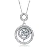 Rachel Glauber White Gold Plated With Clear Cubic Zirconia With Double Halo Drop Solitaire Pendant Necklace
