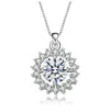 Rachel Glauber White Gold Plated With Clear Round Cubic Zirconia Flower Style Pendant Necklace In Metallic