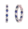 Rachel Glauber White Gold Plated With Colored Cubic Zirconia Inside Out Hoop Earrings In Metallic