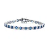 Rachel Glauber White Gold Plated With Colored Cubic Zirconia Tennis Bracelet In Blue