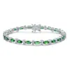 Rachel Glauber White Gold Plated With Colored Cubic Zirconia Tennis Bracelet In Green