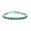 Rachel Glauber White Gold Plated With Colored Cubic Zirconia Tennis Bracelet In Green