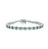Rachel Glauber White Gold Plated With Colored Cubic Zirconia Tennis Bracelet In Green