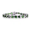 Rachel Glauber White Gold Plated With Colored Pear Shaped Cubic Zirconia Tennis Bracelet In Green