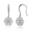 Rachel Glauber White Gold Plated With Cubic Zirconia Snowflake Cluster Drop Earrings With Wire Hooks In Silver