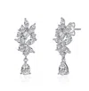 Rachel Glauber White Gold Plated With Marquise & Pear Shaped Clear Cubic Zirconia Dangle Earrings In Silver