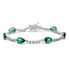 Rachel Glauber White Gold Plated With Pear Emerald Green & Clear Cubic Zirconia Tennis Bracelet In Green
