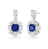 Rachel Glauber White Gold Plating With Sapphire Blue & White Cubic Zirconia Accent Dangle Earrings