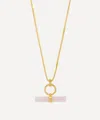 Rachel Jackson 18ct Gold-plated Love T-bar Rose Quartz Pendant Necklace In Gold