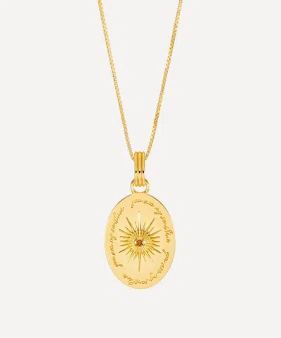 Rachel Jackson 18ct Gold-plated Vermeil Silver You Are My Sunshine Citrine Pendant Necklace