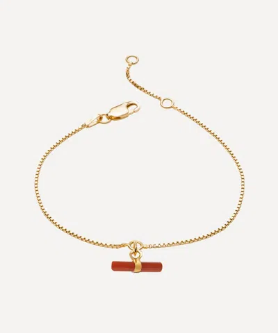 Rachel Jackson 18ct Gold-plated Vitality Carnelian T-bar Bracelet