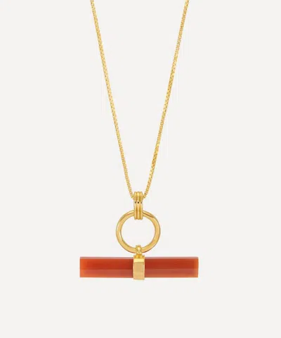 Rachel Jackson 18ct Gold-plated Vitality Carnelian T-bar Pendant Necklace