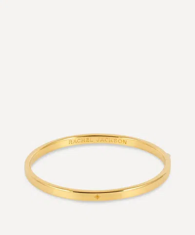 Rachel Jackson 18ct Gold-plated Vermeil Silver Personalised Hinged Bangle Bracelet In White