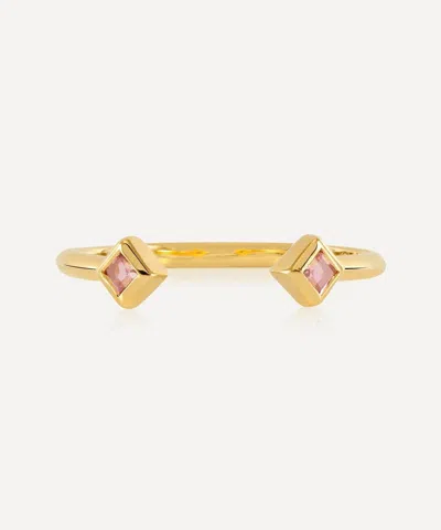 Rachel Jackson 22ct Gold-plated Adjustable Tourmaline Deco Ring