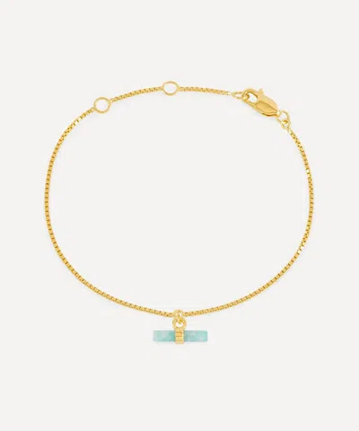 Rachel Jackson 22ct Gold-plated Amazonite Mini T-bar Bracelet
